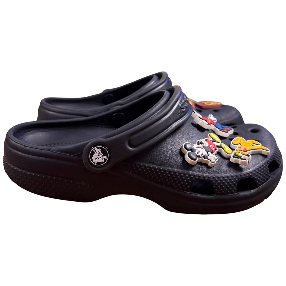 CROCS Size J5 Black Clogs Jibbitz Disney Mickey Goofy Marvel Guardian Galaxy - Picture 5 of 16